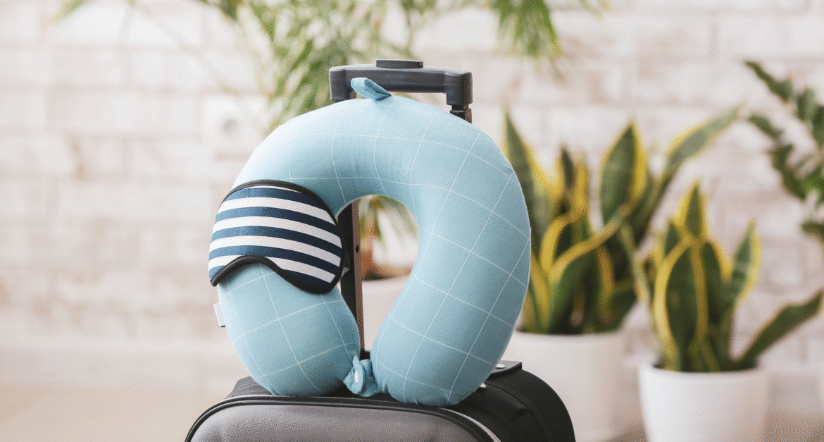 Travel pillow on bag